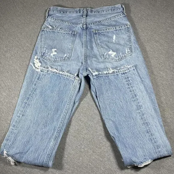 AGOLDE 90s Mid Rise Womens Size 23 LightWash Distressed cut#62170 style#A069C811 - Picture 8 of 9